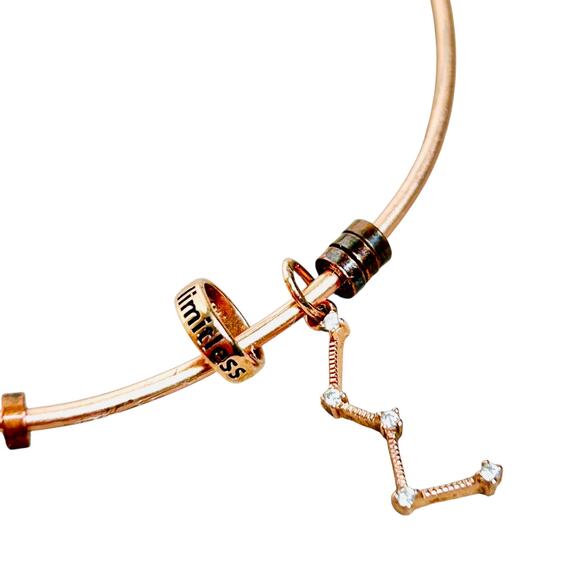 Origami Owl Rose Gold Vermeil Choose Happy Charm Bangle Bracelet - Picture 4 of 5